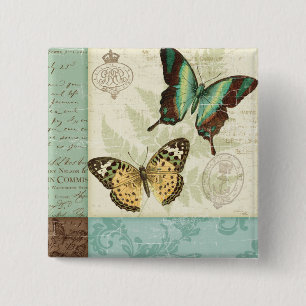 Twin Butterflies 2 Inch Square Button