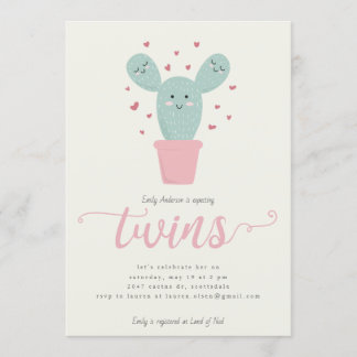 Twin Cacti | Twins Baby Shower Invitation