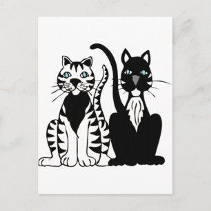 Twin Cartoon Cats Postcard
