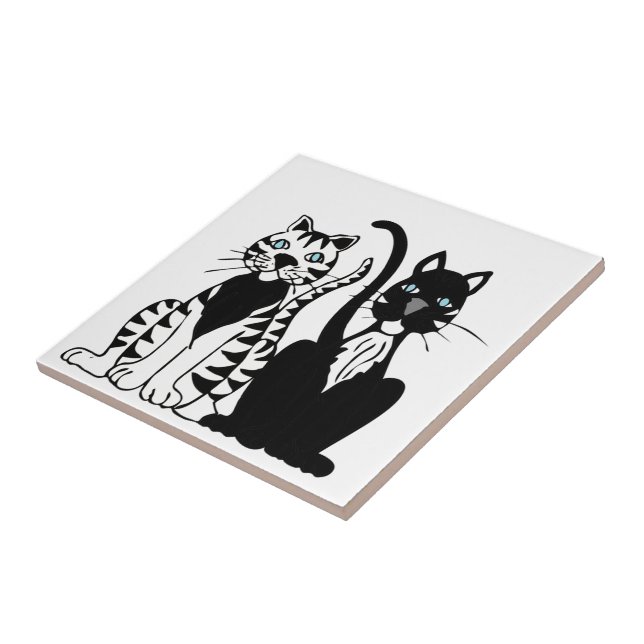 Twin Cartoon Cats Tile (Side)