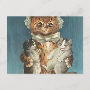 Twin Cats Louis Wain Postcard