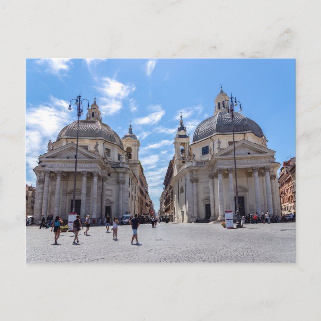 Twin churches on Piazza del Popolo - Rome, Italy Postcard (Front)