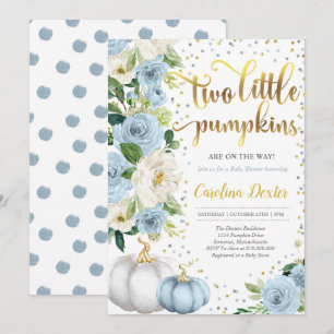 Twin Citrouille Invitation Baby shower Twin Boys F