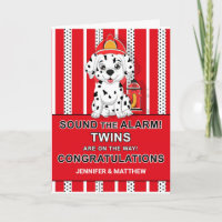 Twin Congratulations Dalmatian Puppy Firehouse