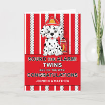 Twin Congratulations Dalmatian Puppy Firehouse