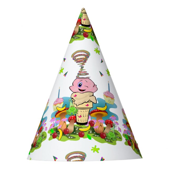 Twin Cupcakes Happy Birthday Paper  Party Hat (Front)