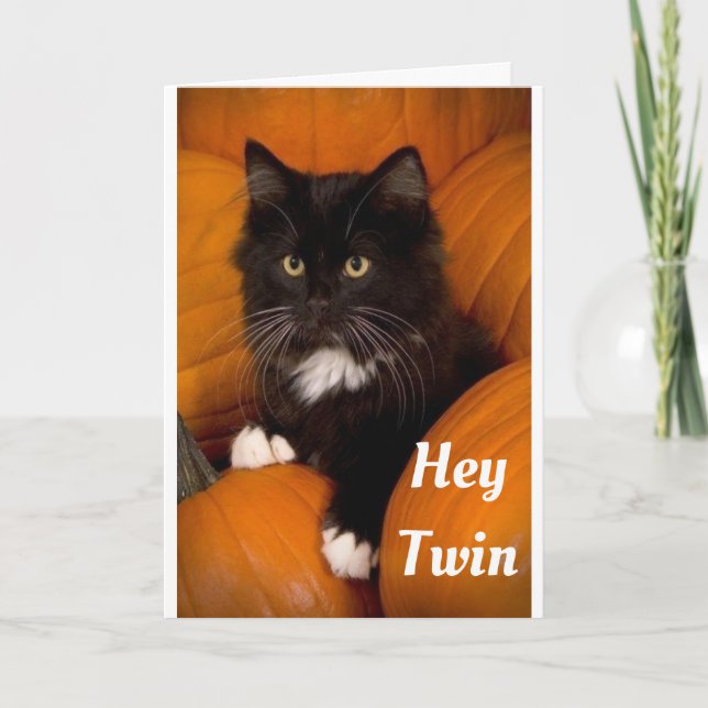 **TWIN** CUTE "BLACK CAT" FOR YOU "HAPPY BIRTHDAY" CARD (Front)