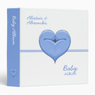 Twin Doves Heart blue New Baby Classeur