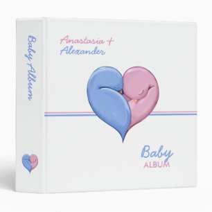 Twin Doves Heart New Baby Classeur