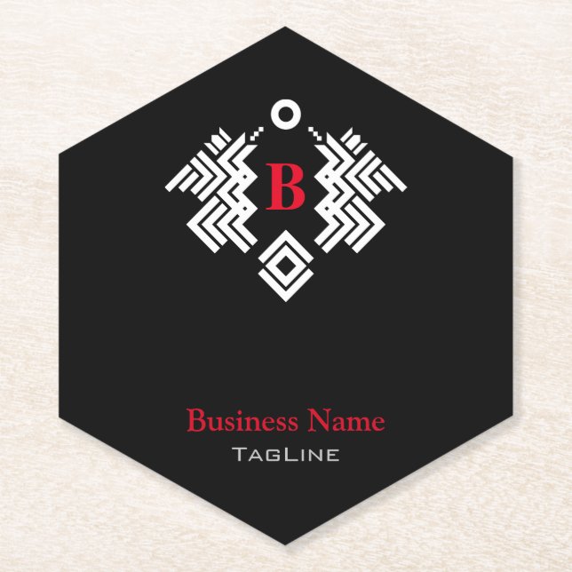 Twin Dragon Royal Emblem with initial  Paper Coaster (Front)