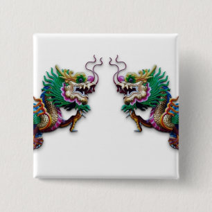 Twin Dragons 2 Inch Square Button