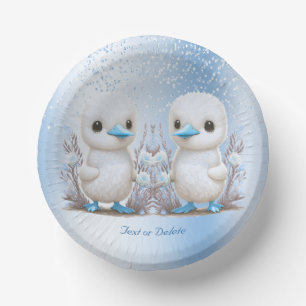 Twin Ducks Blue Floral Paper Bowl Paper Plate