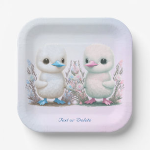 Twin Ducks Floral Paper Plate