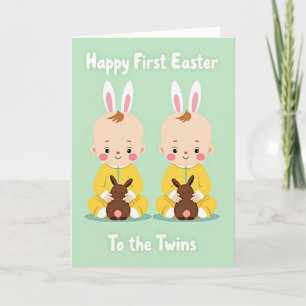 Twin Easter Bunny Art Card