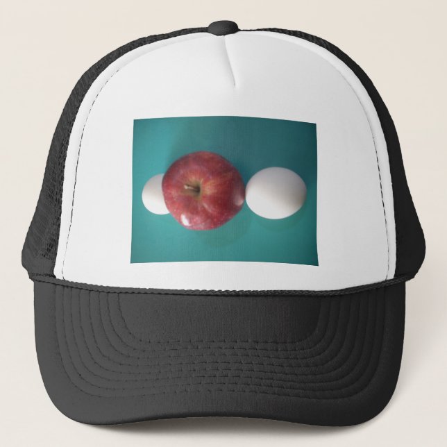 Twin Egg red apple for a pie.JPG Trucker Hat (Front)