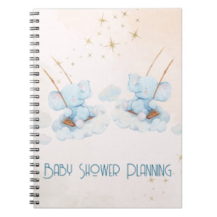 Twin Elephant Baby Shower Notebook
