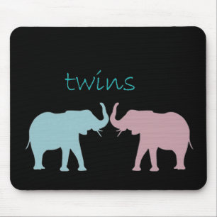 Twin Elephant Pink And Blue Mouse Pad