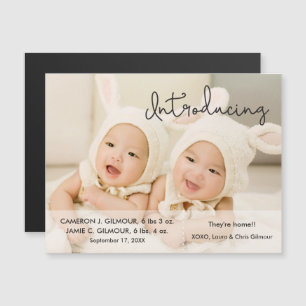 Twin Faire-part de naissance Modern Script Introdu