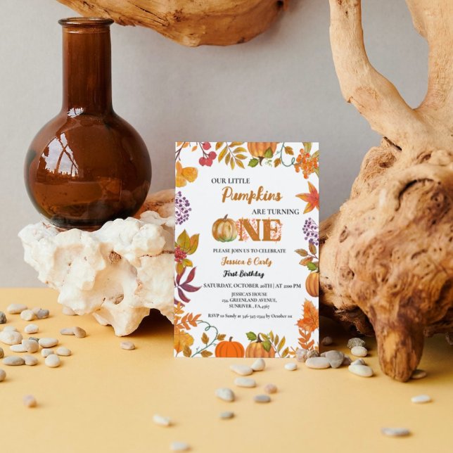 Twin Fall Pumpkin Girl First Birthday Invitation (Creator Uploaded)