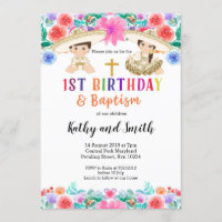 Twin Fiesta Anniversaire et Baptême Invitation
