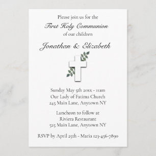 Twin First Communion Invitation