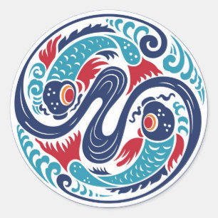 Twin Fish Classic Round Sticker