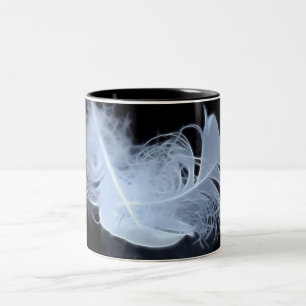 Twin flame feathers and reflection Two-Tone coffee mug