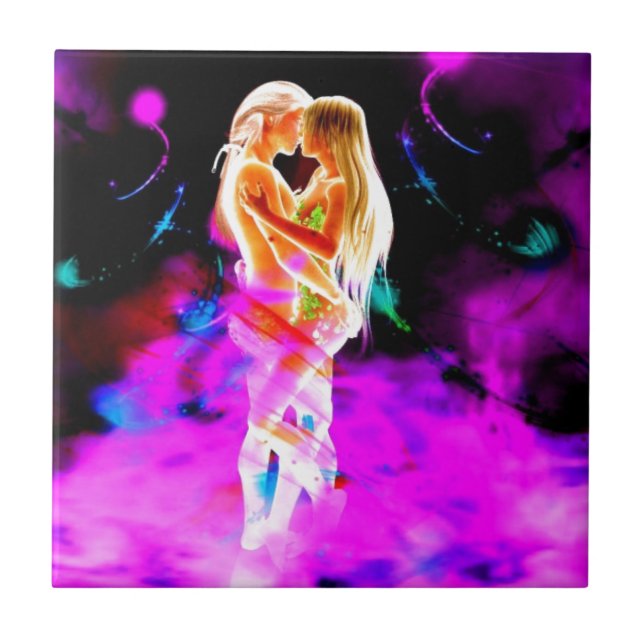 TWIN FLAME psychedelic Tile (Front)