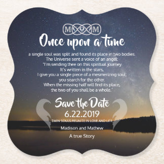 Twin Flame Save the Dates Paper Coaster