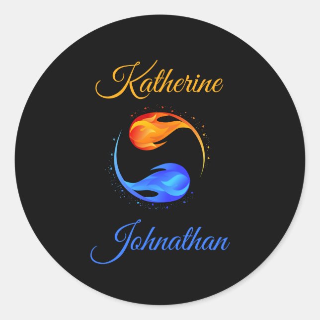 Twin Flame Wedding Theme- Classic Round Sticker (Front)