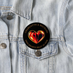 Twin Flames Two Hearts Beat As One Love Valentine 3 Inch Round Button