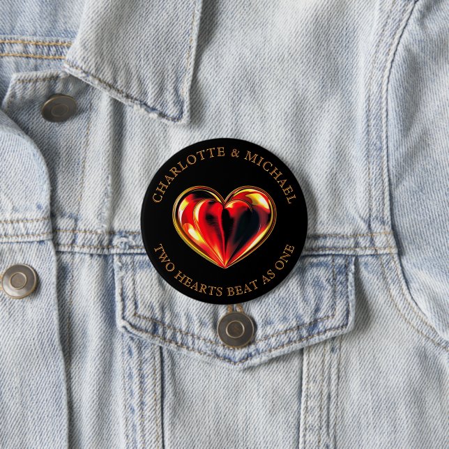 Twin Flames Two Hearts Beat As One Love Valentine 3 Inch Round Button (In Situ)