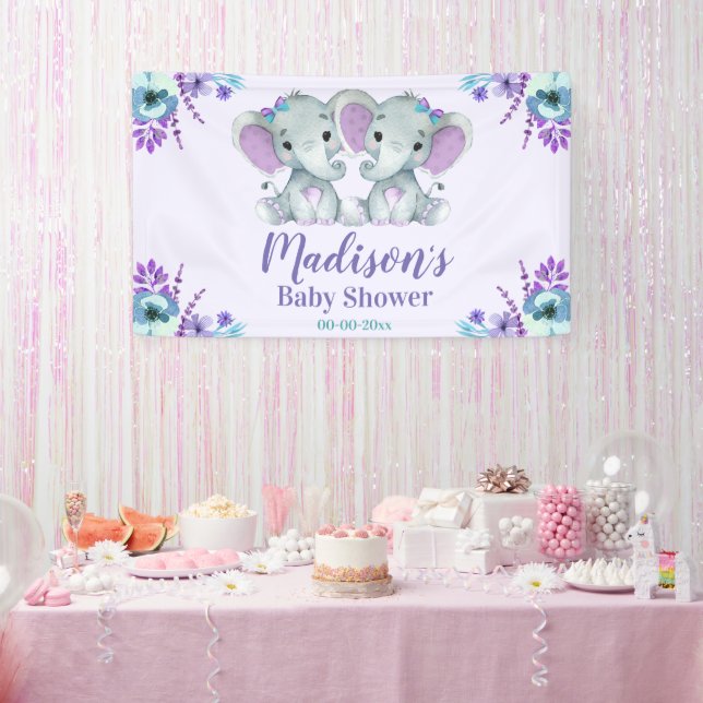 Twin Floral Tabletop Backdrop Banner Sign (Party)