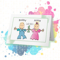 Twin Girl and Boy 1er Anniversaire Carte personnal