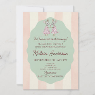 Twin Girl Baby Shower Invitation