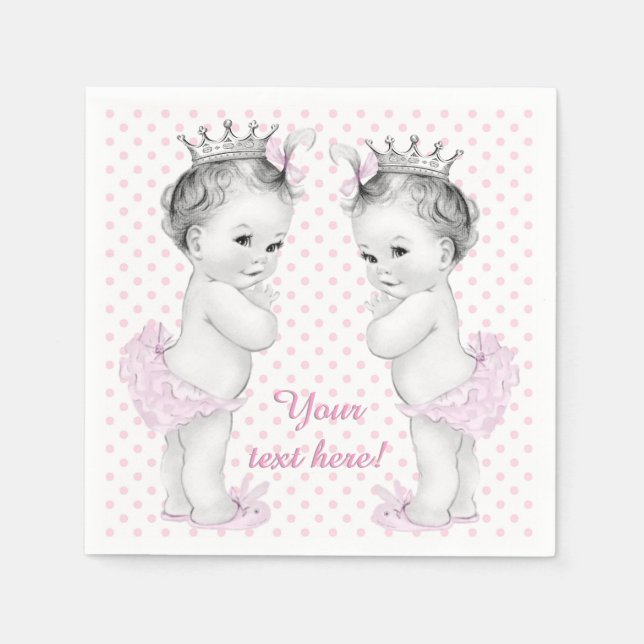 Twin Girl Baby Shower Napkin (Front)