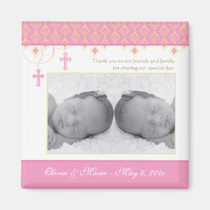 Twin Girl Baptism/Christening Favour - Photo Magnet
