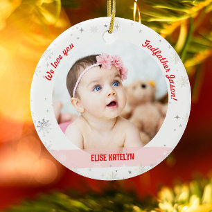 Twin Girl Boy Photo Godfather First Christmas Baby Ceramic Ornament