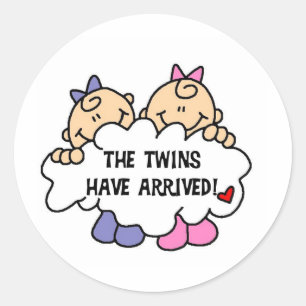 Twin Girls Arrived Classic Round Sticker