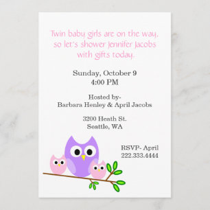 Twin Girls Baby Shower Invitation