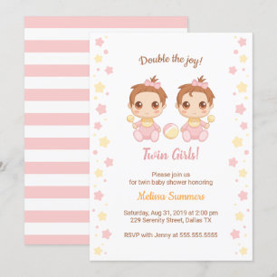 Twin Girls Baby Shower Invitation