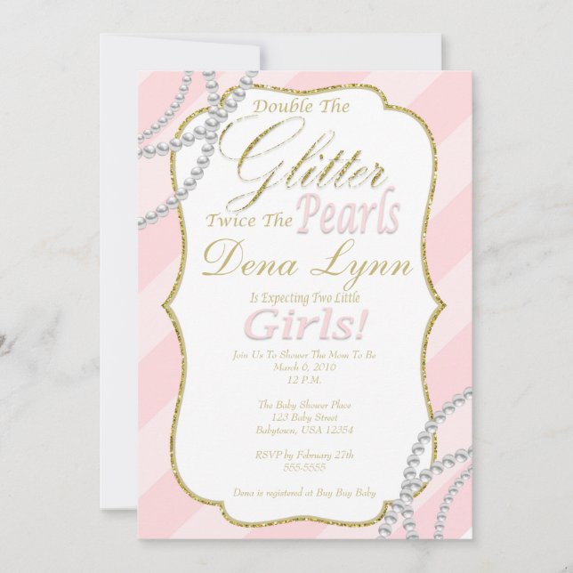 Twin Girls Baby Shower Invitation (Front)