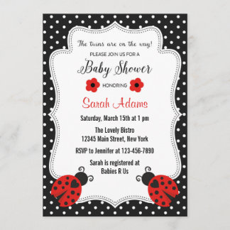 Twin Girls Baby Shower Invitation Pink