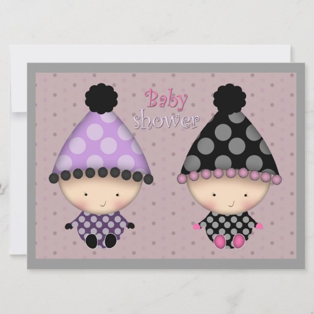 Twin Girls Baby Shower Invitations (Front)