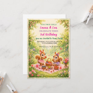 Twin girls birthday celebration invitation
