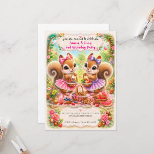 Twin girls birthday celebration invitation