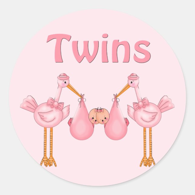 Twin Girls Classic Round Sticker (Front)