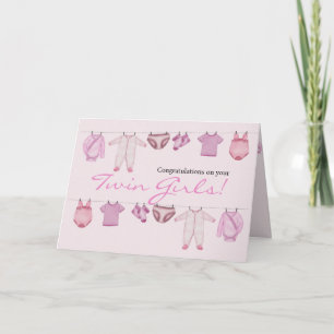 Twin Girls Congratulations Card