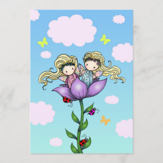 Twin Girls Fairy Birthday Party Invitations