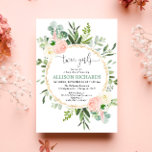 Twin girls greenery pink gold floral baby shower invitation<br><div class="desc">For more advanced customization of this design,  simply select the "Customize It" button above!</div>